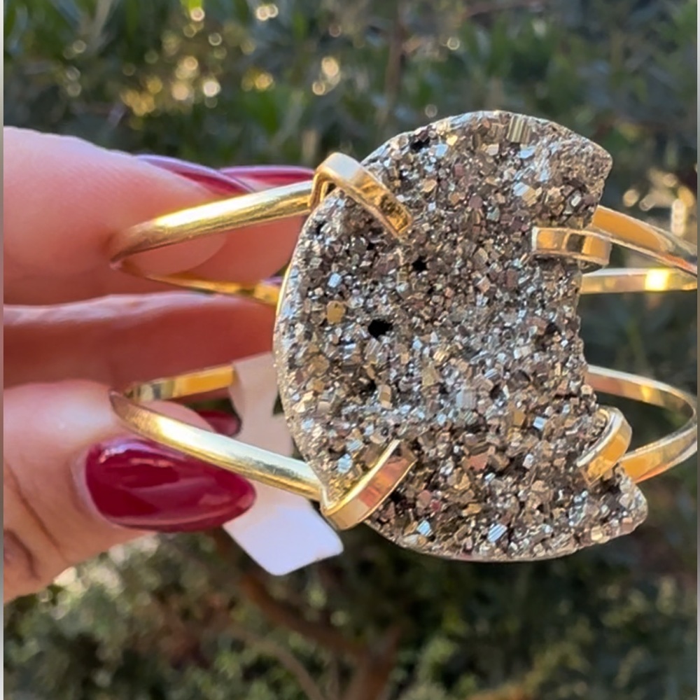 Pyrite Moon gold plated cuff